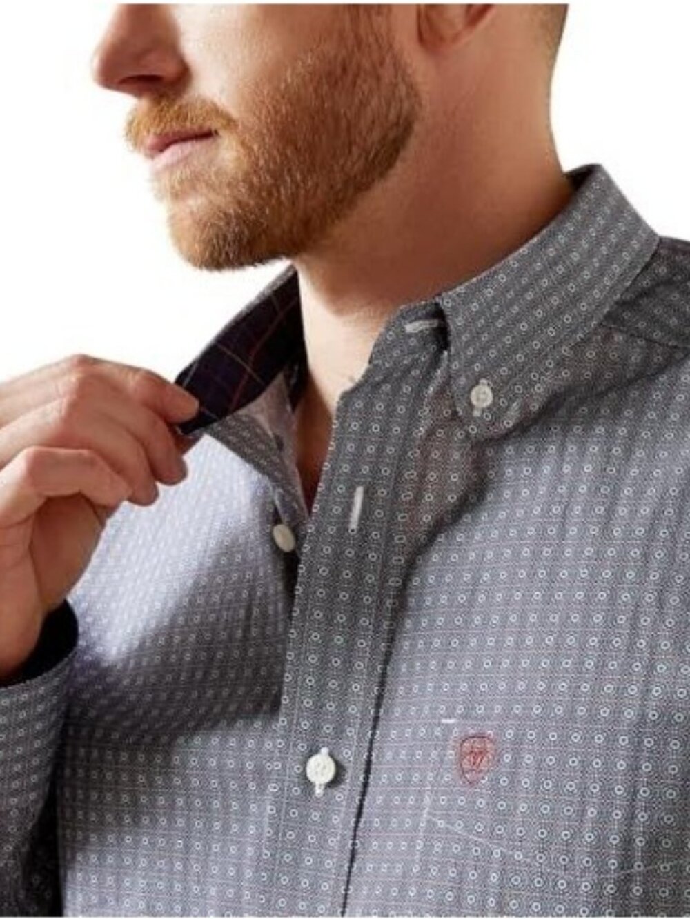 Ariat Men's Long Sleeve Wrinkle Free Classic Fit Print Button Shirt Navy 1006580